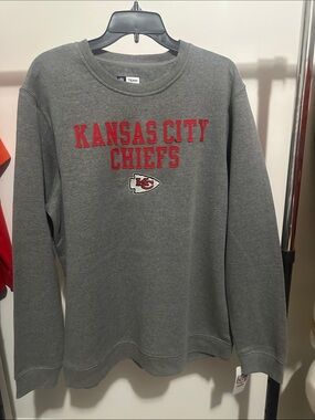 NFL Kansas City Chiefs Gray Crewneck Sweatshirt with Red Logo